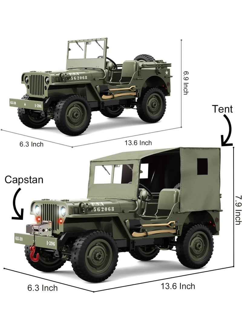 BUYCO 2.4GHz RC Military Jeep Car 1:10 Scale – Realistic Off-Road Army Truck with LED Lights & Metal Chassis - Image 5